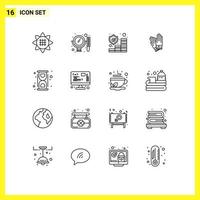 16 Creative Icons Modern Signs and Symbols of lab repair insurance construction gloves Editable Vector Design Elements