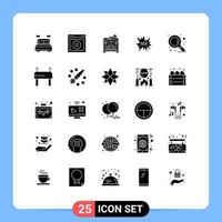 User Interface Pack of 25 Basic Solid Glyphs of search new website tag ecommerce Editable Vector Design Elements