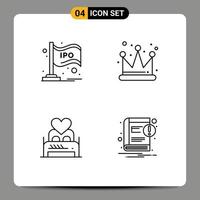 4 Creative Icons Modern Signs and Symbols of ipo love bar empire couple Editable Vector Design Elements