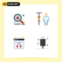 Mobile Interface Flat Icon Set of 4 Pictograms of bug chat protect corporate administration online Editable Vector Design Elements