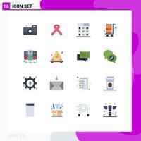 Group of 16 Modern Flat Colors Set for food server hosting business database server shopping cart Editable Pack of Creative Vector Design Elements