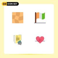 Set of 4 Commercial Flat Icons pack for distort credit flag note heart Editable Vector Design Elements
