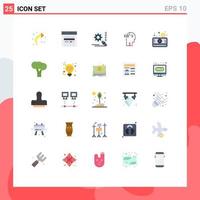 Group of 25 Modern Flat Colors Set for media player money gdpr head human Editable Vector Design Elements