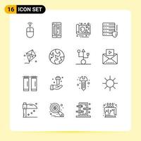 Set of 16 Modern UI Icons Symbols Signs for easter security digital protection gdpr Editable Vector Design Elements