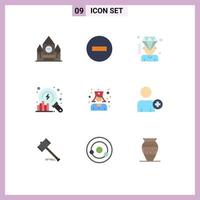 paquete de iconos de vector de stock de 9 signos y símbolos de línea para elementos de diseño de vector editables de membresía de análisis de parada de datos médicos