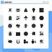 25 User Interface Solid Glyph Pack of modern Signs and Symbols of electronics wind god air cooler Editable Vector Design Elements