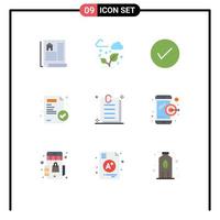 Set of 9 Modern UI Icons Symbols Signs for paper contract arrows medical report medical Editable Vector Design Elements