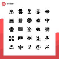 25 Thematic Vector Solid Glyphs and Editable Symbols of basic patrick achievment luck fortune Editable Vector Design Elements