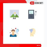 Group of 4 Modern Flat Icons Set for altering image clown photo editing electric mind Editable Vector Design Elements