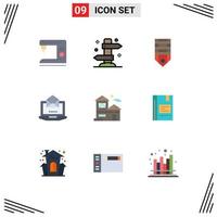 Modern Set of 9 Flat Colors and symbols such as open laptop vacation server stripes Editable Vector Design Elements