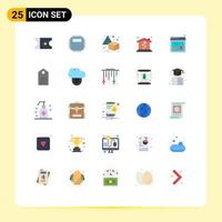 Group of 25 Flat Colors Signs and Symbols for clothes shopping horizontal online sweet home Editable Vector Design Elements