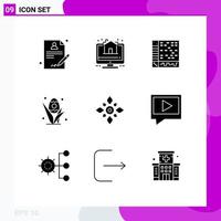 Group of 9 Modern Solid Glyphs Set for decorate easter application holiday egg Editable Vector Design Elements