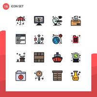 Modern Set of 16 Flat Color Filled Lines Pictograph of search engine bulb communication business Editable Creative Vector Design Elements