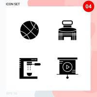 Vector Pack of 4 Icons in Solid Style Creative Glyph Pack isolated on White Background for Web and Mobile Creative Black Icon vector background