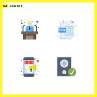 Flat Icon Pack of 4 Universal Symbols of applicant shop business employee corel mobile marketing Editable Vector Design Elements