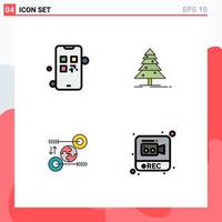 4 Universal Filledline Flat Colors Set for Web and Mobile Applications growing business pay christmas marketing Editable Vector Design Elements