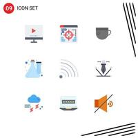 Modern Set of 9 Flat Colors and symbols such as feed lab cup experiment cube Editable Vector Design Elements