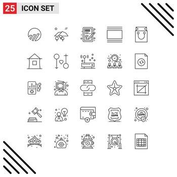 Modern Set of 25 Lines Pictograph of vertical layout creative flow learning Editable Vector Design Elements