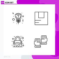 Line Icon set Pack of 4 Outline Icons isolated on White Background for Web Print and Mobile Creative Black Icon vector background