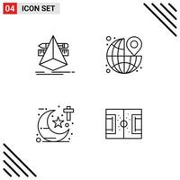 Universal Icon Symbols Group of 4 Modern Filledline Flat Colors of design religion tools pin studies Editable Vector Design Elements