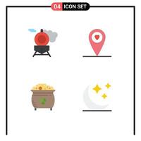 Set of 4 Commercial Flat Icons pack for retro st location coin moon Editable Vector Design Elements