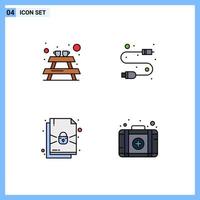 4 Creative Icons Modern Signs and Symbols of bench protection cable wire first Editable Vector Design Elements