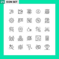 25 Universal Lines Set for Web and Mobile Applications accounts ui education basic man Editable Vector Design Elements