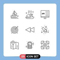 Pack of 9 Modern Outlines Signs and Symbols for Web Print Media such as focus dart roasted target develop Editable Vector Design Elements