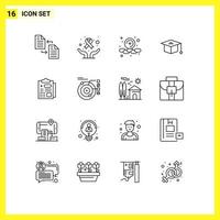 Set of 16 Modern UI Icons Symbols Signs for report healthcare world day graduation cap Editable Vector Design Elements