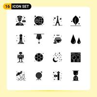 Universal Icon Symbols Group of 16 Modern Solid Glyphs of pawn business tower nature ecology Editable Vector Design Elements