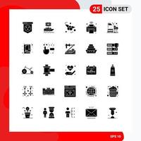 Solid Glyph Pack of 25 Universal Symbols of bench iot uk internet of things printer Editable Vector Design Elements
