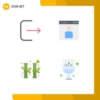 Pack of 4 creative Flat Icons of logout china avatar page gree Editable Vector Design Elements