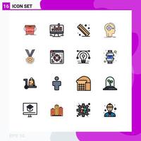 Mobile Interface Flat Color Filled Line Set of 16 Pictograms of award human web future advanced Editable Creative Vector Design Elements