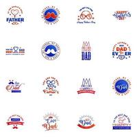 Happy fathers day card 16 Blue and red Set Vector illustration Editable Vector Design Elements