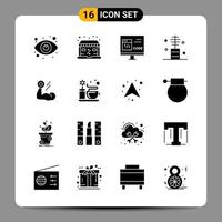 16 Black Icon Pack Glyph Symbols Signs for Responsive designs on white background. 16 Icons Set. vector