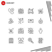 Stock Vector Icon Pack of 16 Line Signs and Symbols for pin code mobile activities code recreation Editable Vector Design Elements