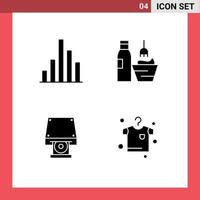 Mobile Interface Solid Glyph Set of 4 Pictograms of analytics cd rom cosmetics makeup disk rom Editable Vector Design Elements