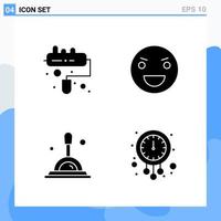 Modern 4 solid style icons Glyph Symbols for general use Creative Solid Icon Sign Isolated on White Background 4 Icons Pack Creative Black Icon vector background