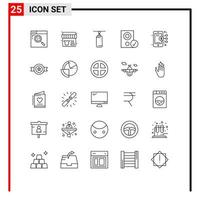 25 Thematic Vector Lines and Editable Symbols of digital hardware bag gadget computers Editable Vector Design Elements