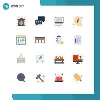 Concepto de 16 colores planos para sitios web móviles y aplicaciones estrategia de procesamiento de energía de Internet paquete editable de elementos de diseño de vectores creativos