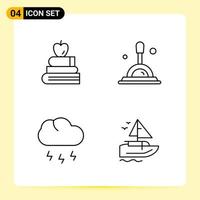 4 Creative Icons for Modern website design and responsive mobile apps. 4 Outline Symbols Signs on White Background. 4 Icon Pack. vector