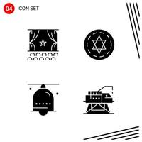 Collection of 4 Vector Icons in solid style. Pixle Perfect Glyph Symbols for Web and Mobile. Solid Icon Signs on White Background. 4 Icons.