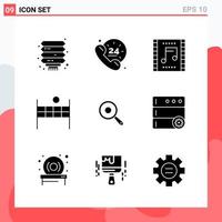 Collection of 9 Vector Icons in solid style Modern Glyph Symbols for Web and Mobile Solid Icon Sign Isolated on White Background 9 Icons Creative Black Icon vector background