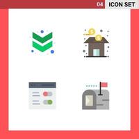 conjunto de pictogramas de 4 iconos planos simples de interfaz de flecha banco fondo usuario elementos de diseño vectorial editables vector