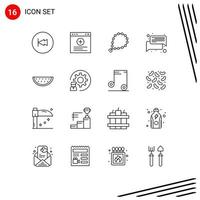 paquete de iconos vectoriales de stock de 16 signos y símbolos de línea para frutas hablar misbaha conversación elementos de diseño vectorial editables musulmanes vector