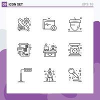 9 Creative Icons Modern Signs and Symbols of chat debit safe folder credit business Editable Vector Design Elements