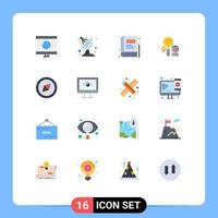 Concepto de 16 colores planos para sitios web, móviles y aplicaciones, vigilancia, educación en línea, gráfico de monitor, paquete editable de elementos creativos de diseño de vectores. vector