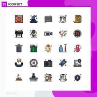 Group of 25 Filled line Flat Colors Signs and Symbols for document file product magnetic magnet Editable Vector Design Elements