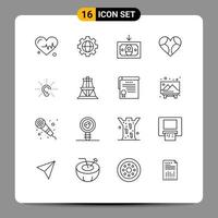 Set of 16 Vector Outlines on Grid for hearing ear money awareness like Editable Vector Design Elements