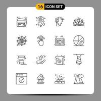 Outline Pack of 16 Universal Symbols of international leader human entrepreneur career Editable Vector Design Elements